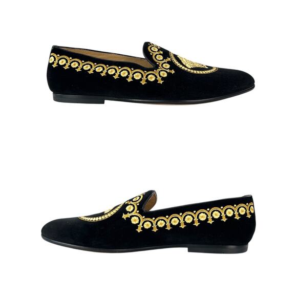 Versace Medusa Embroidered Velvet Loafers main image 7